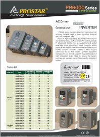 Технические характеристики частотные преобразователи PR6000 Prostar