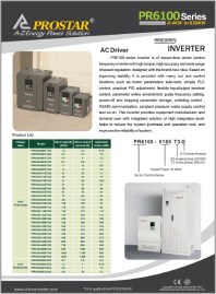 Технические характеристики частотные преобразователи PR6100 Prostar
